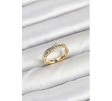Pirinç Gold Renk Zirkon Taşlı Vintage Kadın Yüzük - TJ-BYK3862