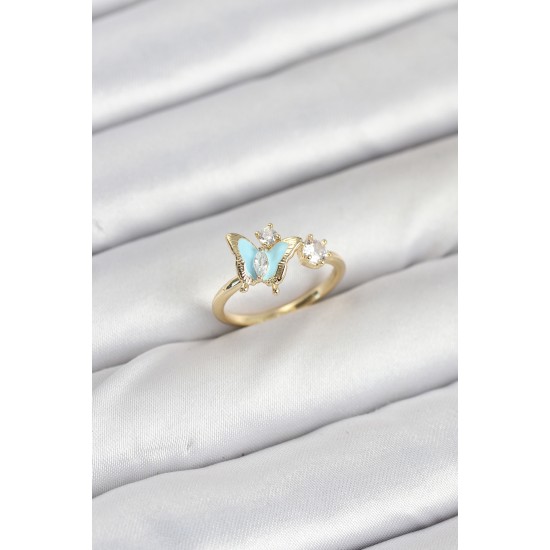 Pirinç Gold Renk Kelebek Model Kadın Yüzük - TJ-BYK3864