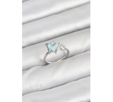 Pirinç Gümüş Renk Kelebek Model Kadın Yüzük - TJ-BYK3865