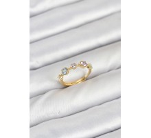 Pirinç Gold Renk Renkli Zirkon Taşlı Kadın Yüzük - TJ-BYK3866