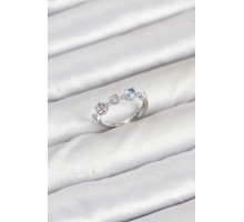 Pirinç Gümüş Renk Renkli Zirkon Taşlı Kadın Yüzük - TJ-BYK3867