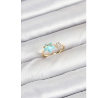 Pirinç Gold Renk Mavi Yıldızlı Model Kadın Yüzük - TJ-BYK3868