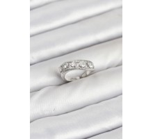 Pirinç Gümüş Renk Zirkon Taşlı Kadın Yüzük - TJ-BYK3873