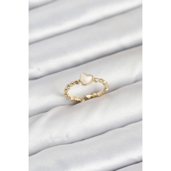 Pirinç Gold Renk Kalpli Model Kadın Yüzük - TJ-BYK3874