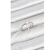 Pirinç Gümüş Renk Kalpli Model Kadın Yüzük - TJ-BYK3875