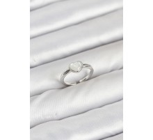 Pirinç Gümüş Renk Kalpli Kadın Yüzük - TJ-BYK3881