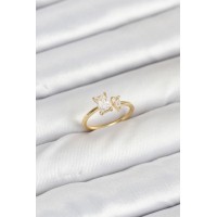Pirinç Gold Renk Zirkon Taşlı Kadın Yüzük TJ-BYK3882