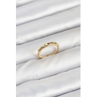 Pirinç Gold Renk Renkli Zirkon Taşlı Kadın Yüzük TJ-BYK3884