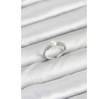 Pirinç Gümüş Renk Göbek İnci Model Kadın Yüzük - TJ-BYK3887