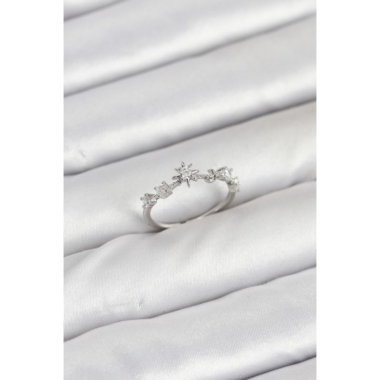 Pirinç Gümüş Renk Manifest Kadın Yüzük - TJ-BYK3891