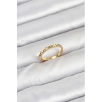 Pirinç Gold Renk Lazer Kesim Kadın Yüzük TJ-BYK3892