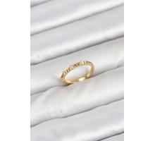 Pirinç Gold Renk Lazer Kesim Kadın Yüzük - TJ-BYK3892