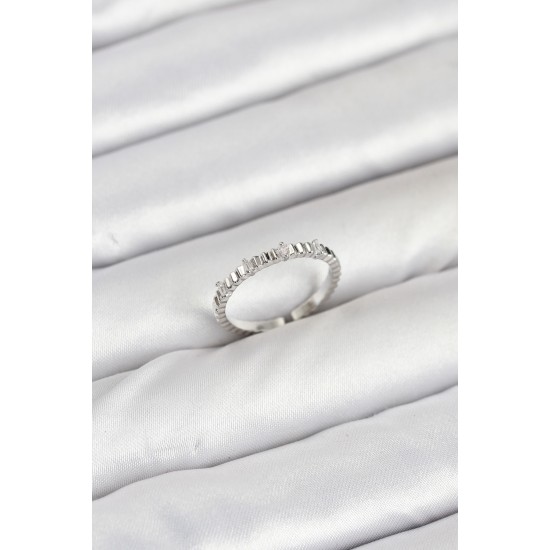 Pirinç Gümüş Renk Lazer Kesim Kadın Yüzük - TJ-BYK3893