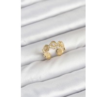 Pirinç Gold Renk Yonca Model Kadın Yüzük - TJ-BYK3894