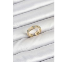 Pirinç Gold Renk Mavi Zirkon Taşlı Kutup Yıldızı Model Kadın Yüzük - TJ-BYK3896