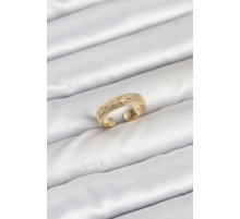 Pirinç Gold Renk Zirkon Taşlı Kutup Yıldızı Model Kadın Yüzük - TJ-BYK3898