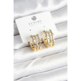 Pirinç Gold Renk Taşlı Halka Kadın Küpe TJ-BKP11238