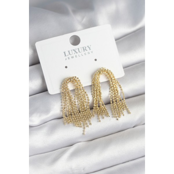Pirinç Gold Renk Sallantılı Kadın Küpe - TJ-BKP11241