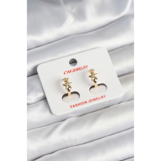 Pirinç Gold Renk Yıldız Kadın Küpe - TJ-BKP11242
