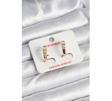 Pirinç Gold Renk Zirkon Taşlı Vintage Kadın Küpe - TJ-BKP11244