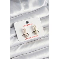 Pirinç Gold Renk Zirkon Taşlı Vintage Kadın Küpe TJ-BKP11247