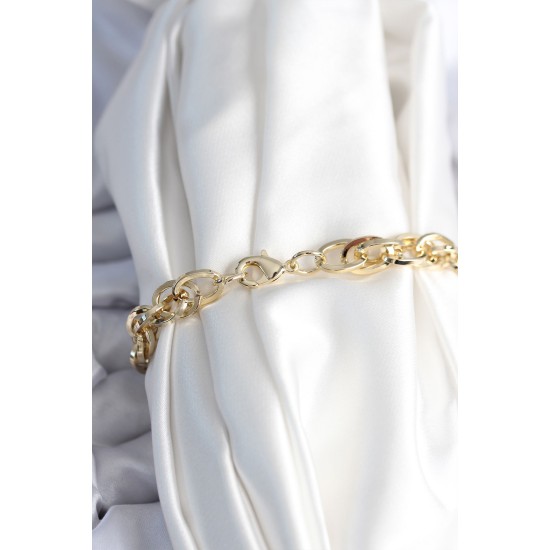 Pirinç Gold Renk Zincir Model Kadın Bileklik - TJ-BB7959