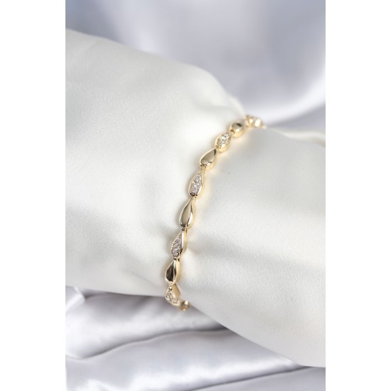 Pirinç Gold Renk Damla Model Kadın Bileklik - TJ-BB7961