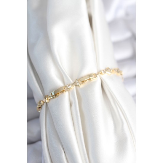 Pirinç Gold Renk Yelpaze Model Kadın Bileklik - TJ-BB7964