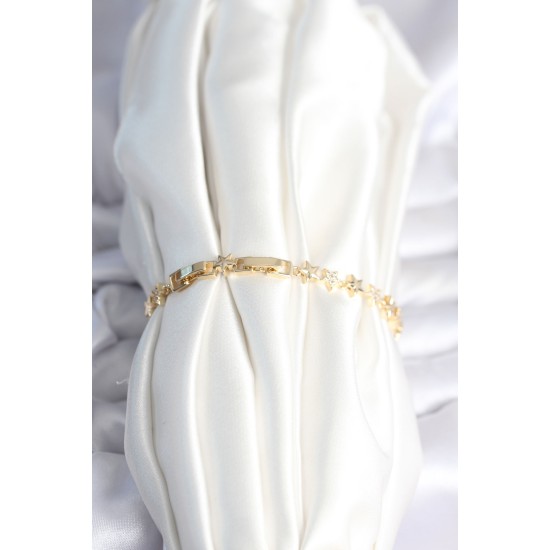 Pirinç Gold Renk Yıldız Model Kadın Bileklik - TJ-BB7968