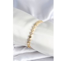 Pirinç Gold Renk Zirkon Taşlı Yonca Model Kadın Bileklik - TJ-BB7969