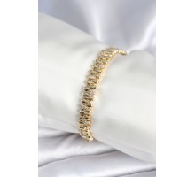 Pirinç Gold Renk Damla Model Zirkon Taşlı Kadın Bileklik - TJ-BB7972