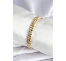 Pirinç Gold Renk Damla Model Zirkon Taşlı Kadın Bileklik - TJ-BB7972