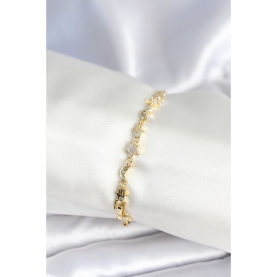 Pirinç Gold Renk Kadın Manifest Bileklik - TJ-BB7973