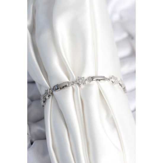 Pirinç Gümüş Renk Yıldız Model Kadın Bileklik - TJ-BB7979