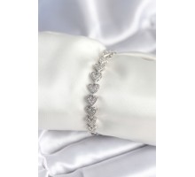 Pirinç Gümüş Renk Kalp Model Kadın Bileklik - TJ-BB7981