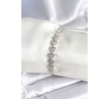 Pirinç Gümüş Renk Kalp Model Kadın Bileklik - TJ-BB7981