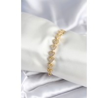 Pirinç Gold Renk Kalp Model Kadın Bileklik - TJ-BB7982