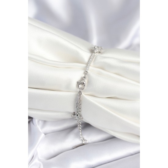 Pirinç Gümüş Renk Yıldız Model Kadın Bileklik - TJ-BB7985