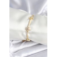 Pirinç Gold Renk Yıldız Model Kadın Bileklik TJ-BB7986