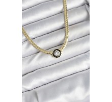 Pirinç Gold Renk Zirkon Taşlı Kadın Kolye - TJ-BKO10601