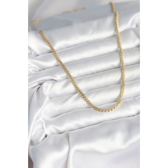 60 cm Gold Renk Pirinç Yassı Zincir Model Kadın Kolye - TJ-BKO10602