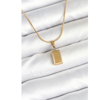 316L Çelik Gold Renk Mini Külçe Altın Model Kolye - TJ-BKO10603