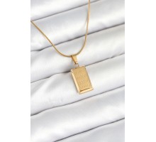 316L Çelik Gold Renk Külçe Altın Model Kolye - TJ-BKO10604