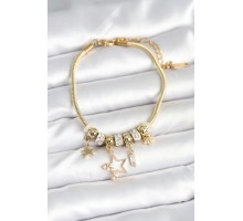 Pirinç Gold Renk Yıldız Charmlı Kadın Bileklik - TJ-BB7993