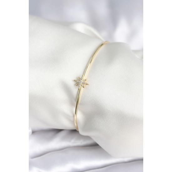 Kutup Yıldızı Figür Pirinç Gold Renk Kadın Bileklik - TJ-BB7999