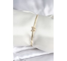 Kelebek Figürlü Zirkon Taşlı Gold Renk Pirinç Kadın Bileklik - TJ-BB8002