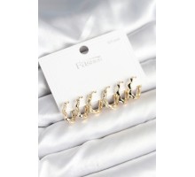 Gold Renk Pirinç Zikzak Model 925 Ayar Gümüş Çivili Kadın Küpe Seti - TJ-BKP11264