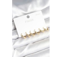 Gold Renk Pirinç Sarmal Model 925 Ayar Gümüş Çivili Kadın Küpe Seti - TJ-BKP11265