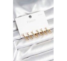 Yıldız Model Gold Renk 925 Ayar Gümüş Çivili Kadın Küpe Seti - TJ-BKP11278