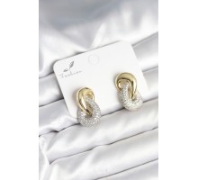 Sarmal Model Gold Gümüş Renk Pirinç Kadın Küpe - TJ-BKP11287